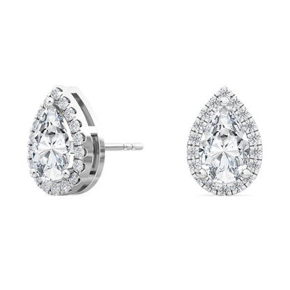 White Gold / 1.18ct Lab Grown Diamond Halo Earrings