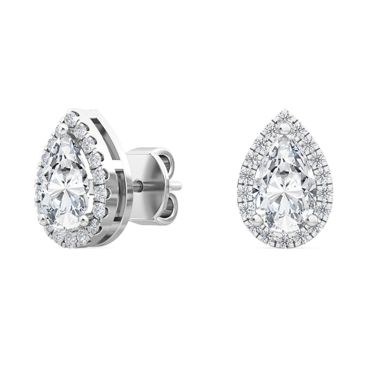 White Gold / 1.18ct Lab Grown Diamond Halo Earrings