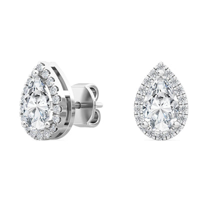 White Gold / 1.18ct Lab Grown Diamond Halo Earrings