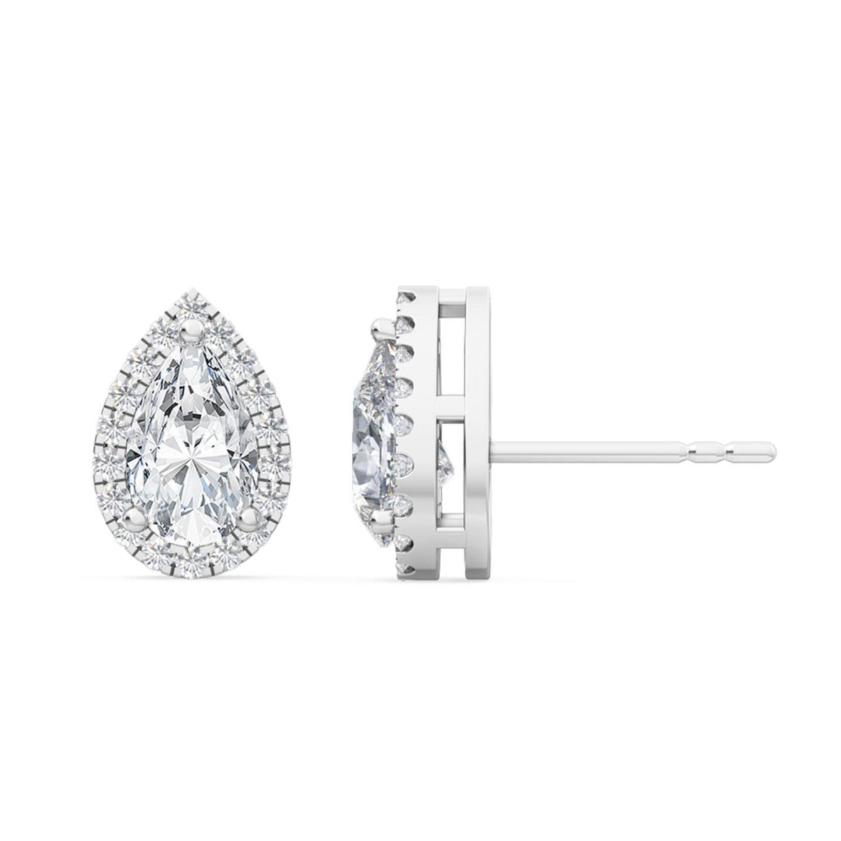 White Gold / 1.18ct Lab Grown Diamond Halo Earrings