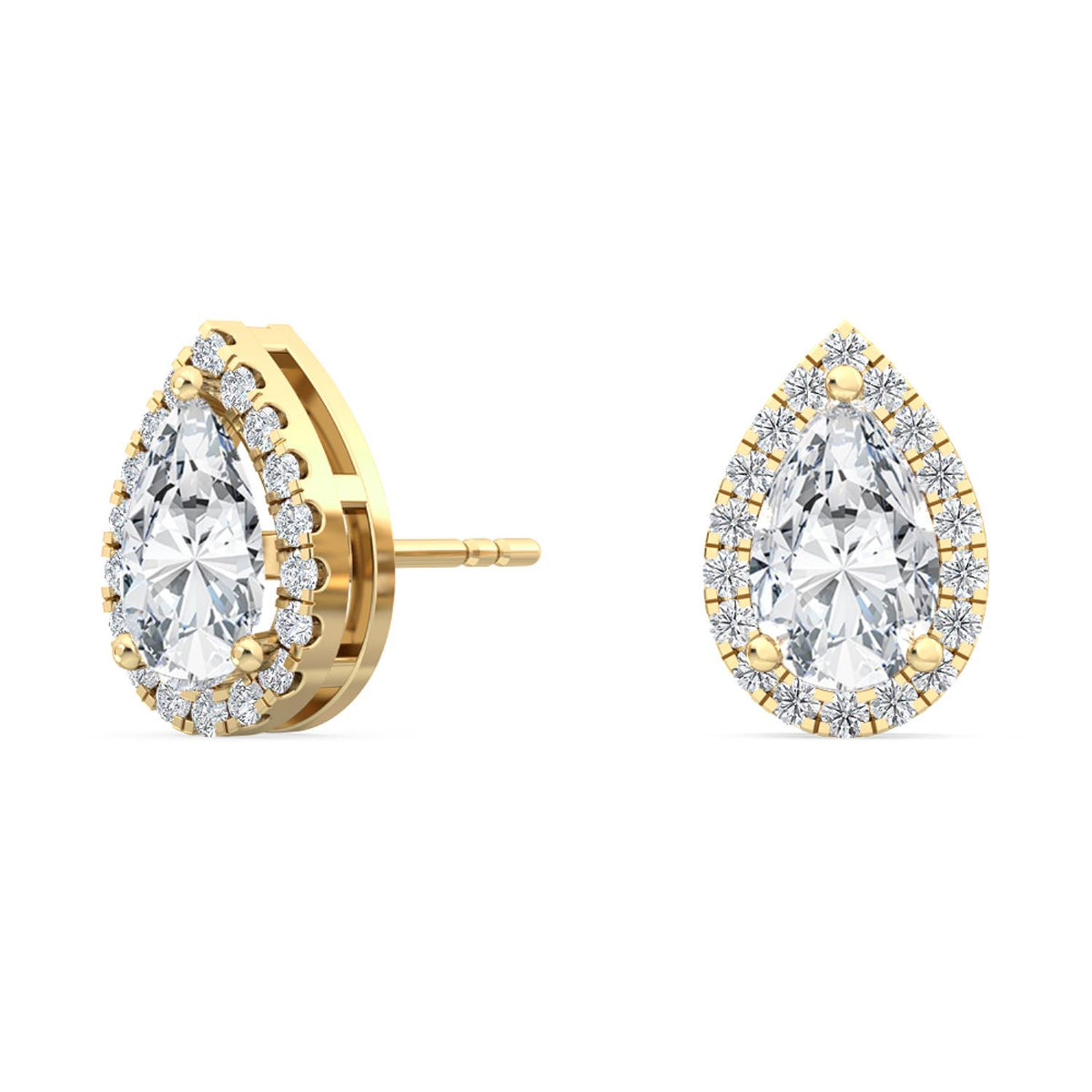 Yellow Gold / 1.18ct Lab Grown Diamond Halo Earrings