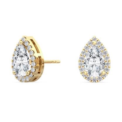 Yellow Gold / 1.18ct Lab Grown Diamond Halo Earrings