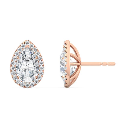 Rose Gold / 1.37ct Lab Grown Diamond Halo Earrings