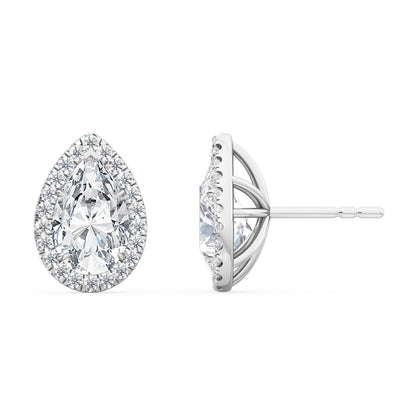 White Gold / 1.37ct Lab Grown Diamond Halo Earrings