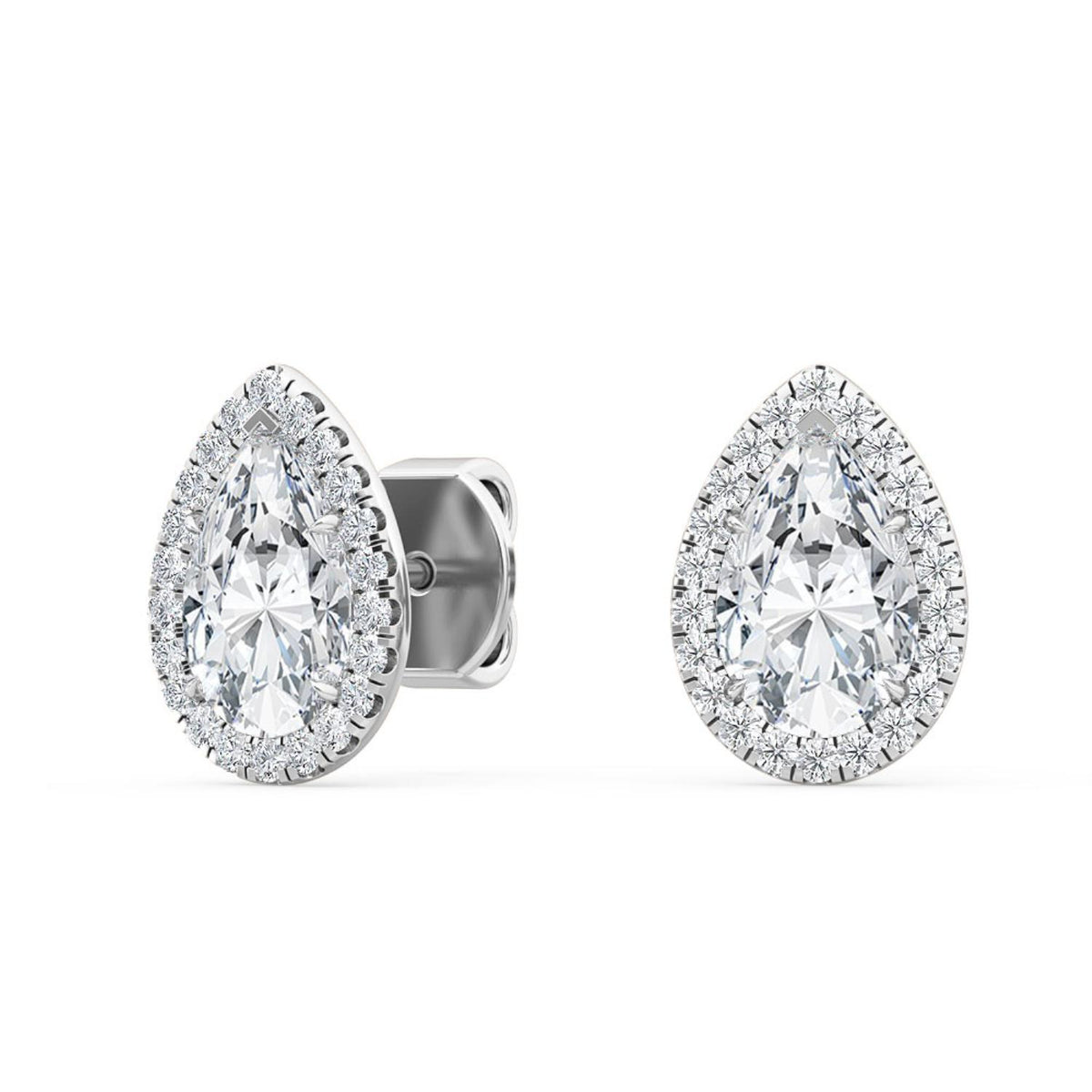 White Gold / 1.37ct Lab Grown Diamond Halo Earrings