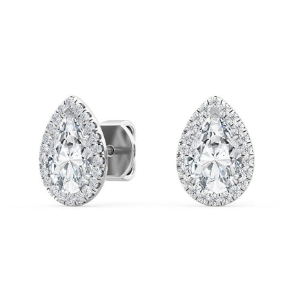 White Gold / 1.37ct Lab Grown Diamond Halo Earrings