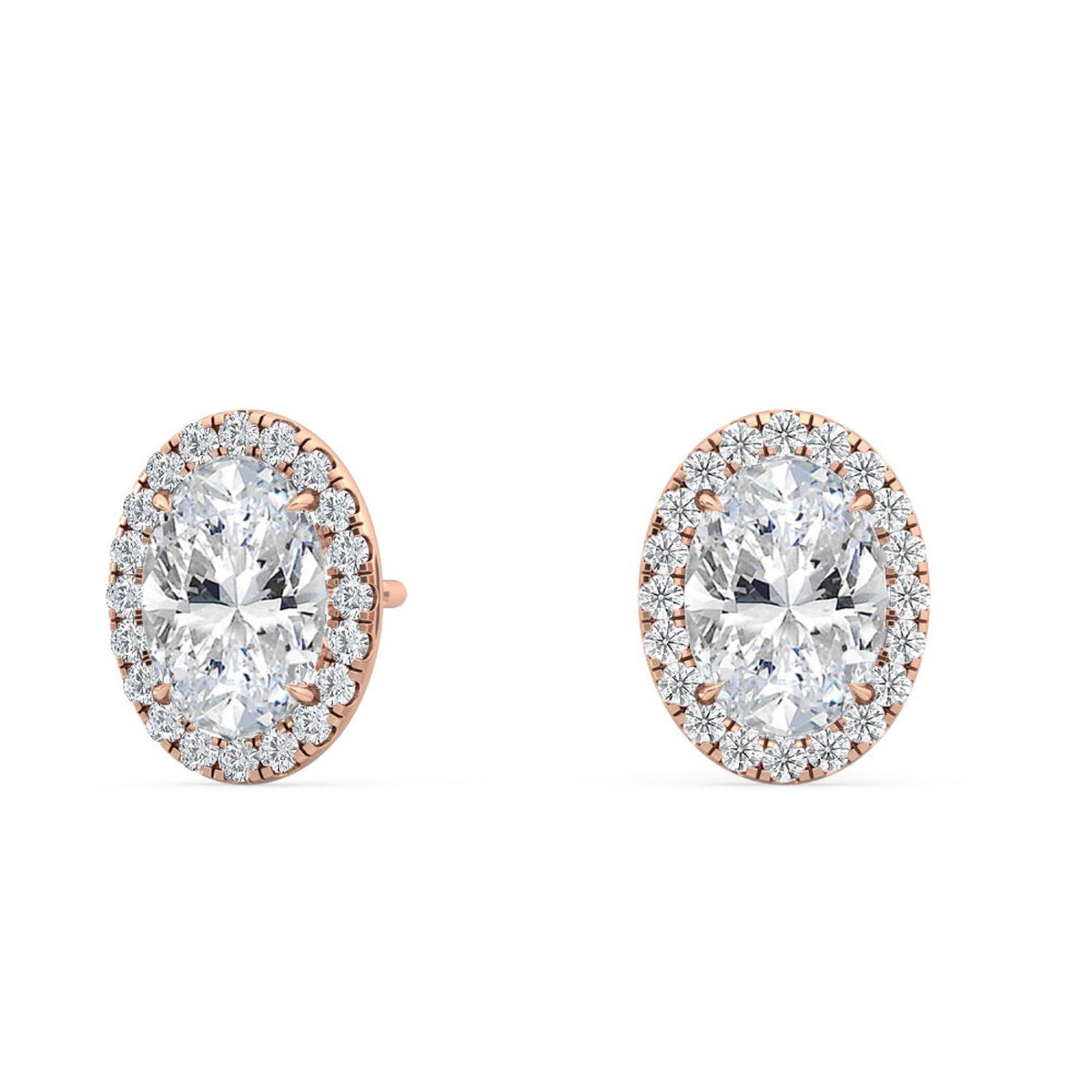 Rose Gold / 1.21ct Lab Grown Diamond Halo Earrings