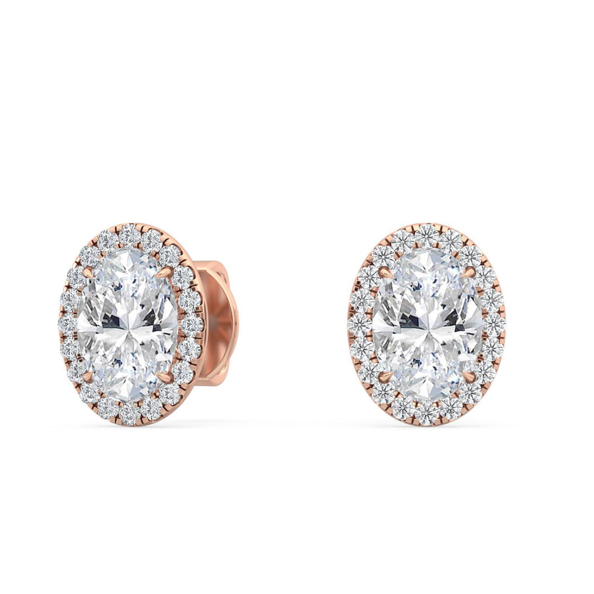 Rose Gold / 1.21ct Lab Grown Diamond Halo Earrings