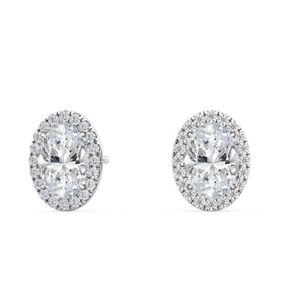 White Gold / 1.21ct Lab Grown Diamond Halo Earrings