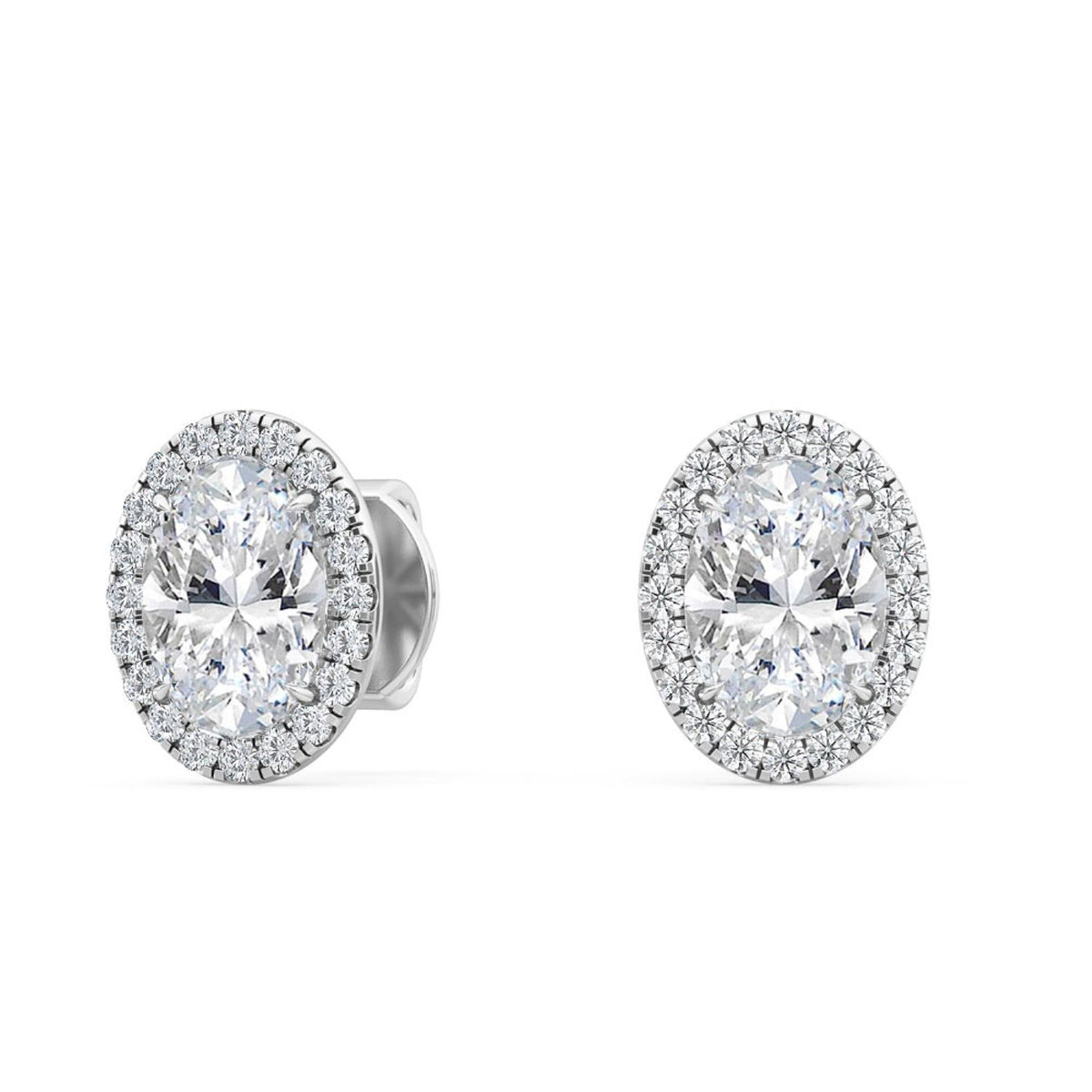 White Gold / 1.21ct Lab Grown Diamond Halo Earrings