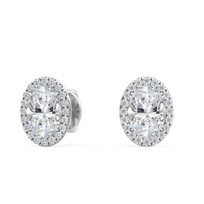 White Gold / 1.21ct Lab Grown Diamond Halo Earrings