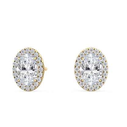 Yellow Gold / 1.21ct Lab Grown Diamond Halo Earrings
