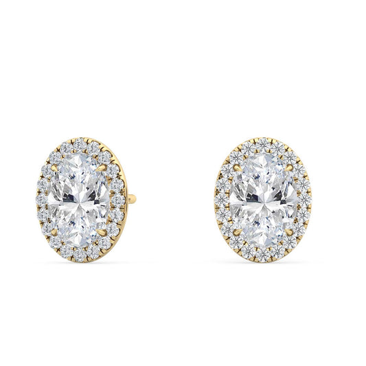 Yellow Gold / 1.21ct Lab Grown Diamond Halo Earrings