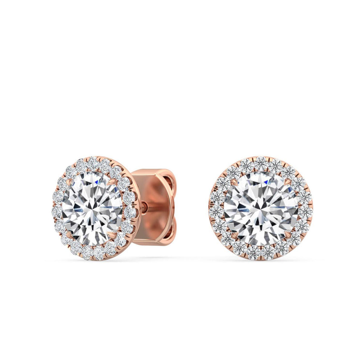 Rose Gold / 1.18ct Lab Grown Diamond Halo Earrings