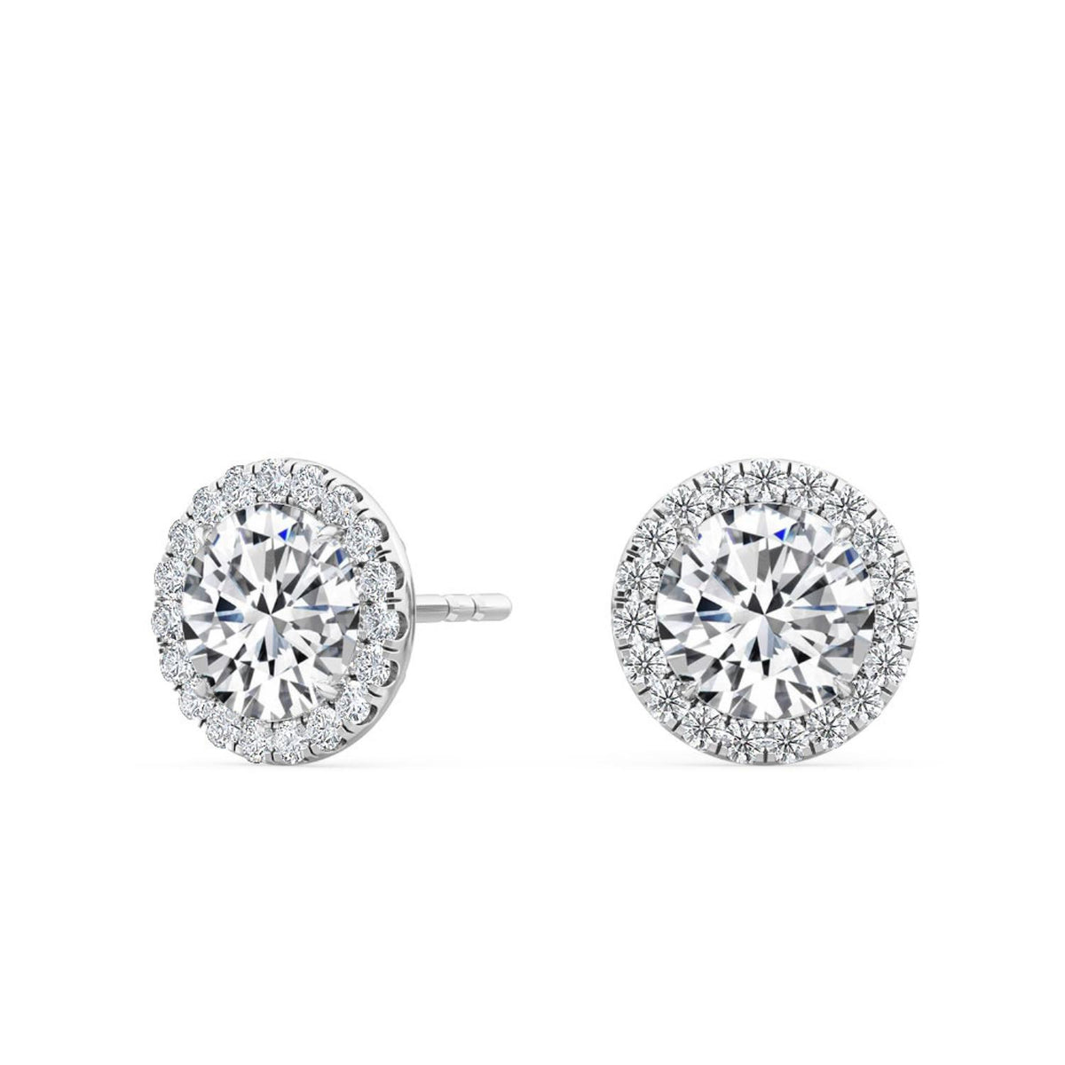 White Gold / 1.18ct Lab Grown Diamond Halo Earrings