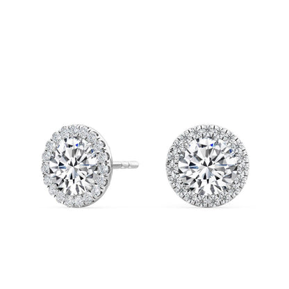 White Gold / 1.18ct Lab Grown Diamond Halo Earrings