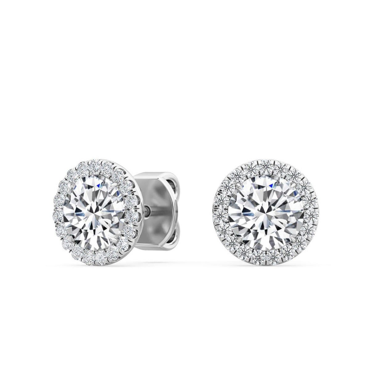 White Gold / 1.18ct Lab Grown Diamond Halo Earrings
