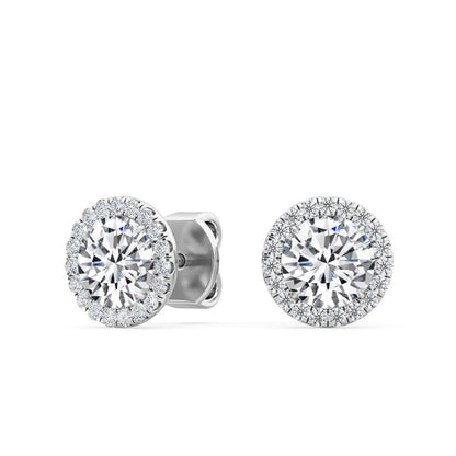 White Gold / 1.18ct Lab Grown Diamond Halo Earrings
