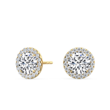 Yellow Gold / 1.18ct Lab Grown Diamond Halo Earrings