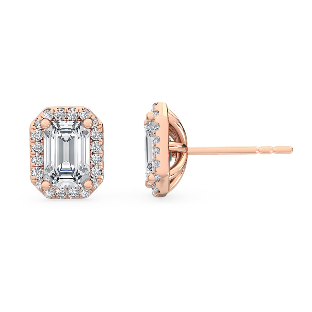 Rose Gold / 1.15ct Lab Grown Diamond Halo Earrings