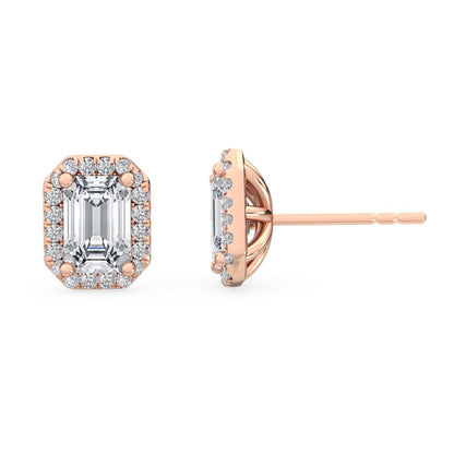 Rose Gold / 1.15ct Lab Grown Diamond Halo Earrings