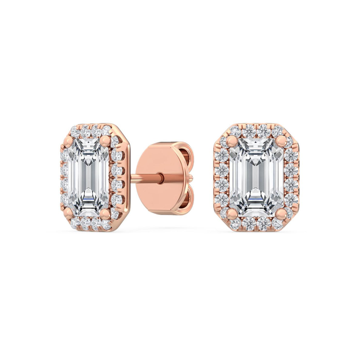 Rose Gold / 1.15ct Lab Grown Diamond Halo Earrings