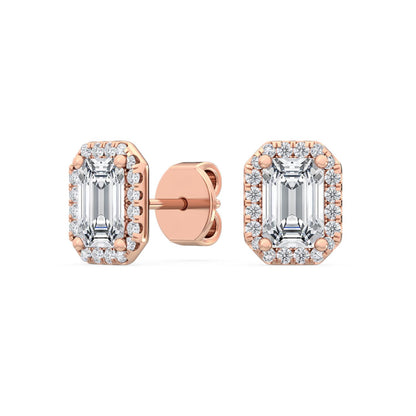 Rose Gold / 1.15ct Lab Grown Diamond Halo Earrings