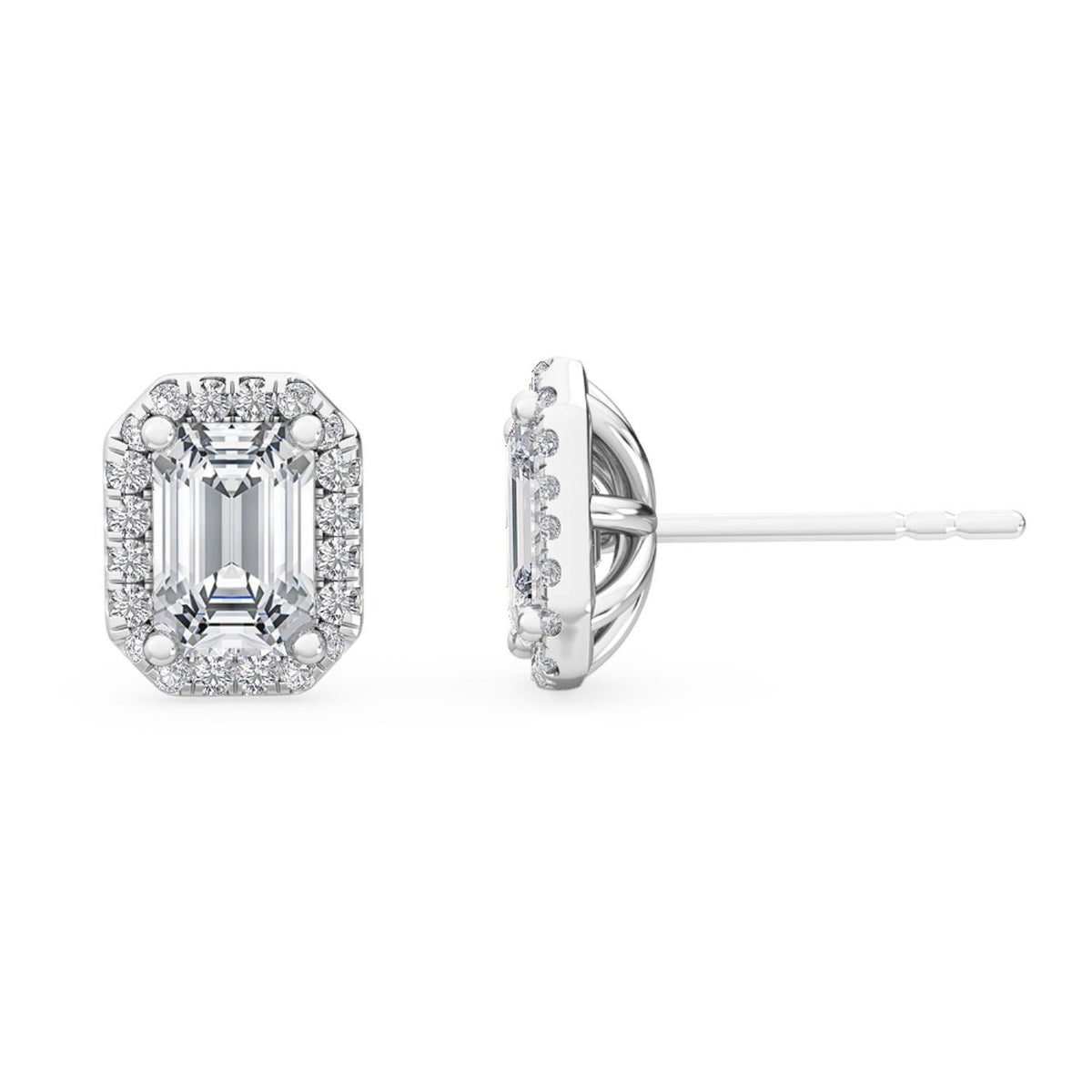 White Gold / 1.15ct Lab Grown Diamond Halo Earrings