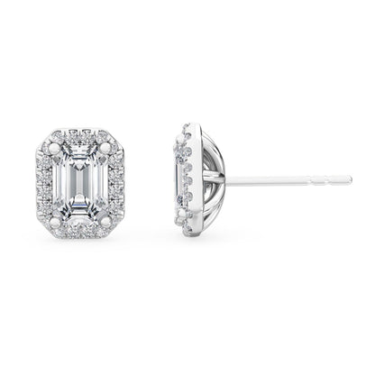 White Gold / 1.15ct Lab Grown Diamond Halo Earrings