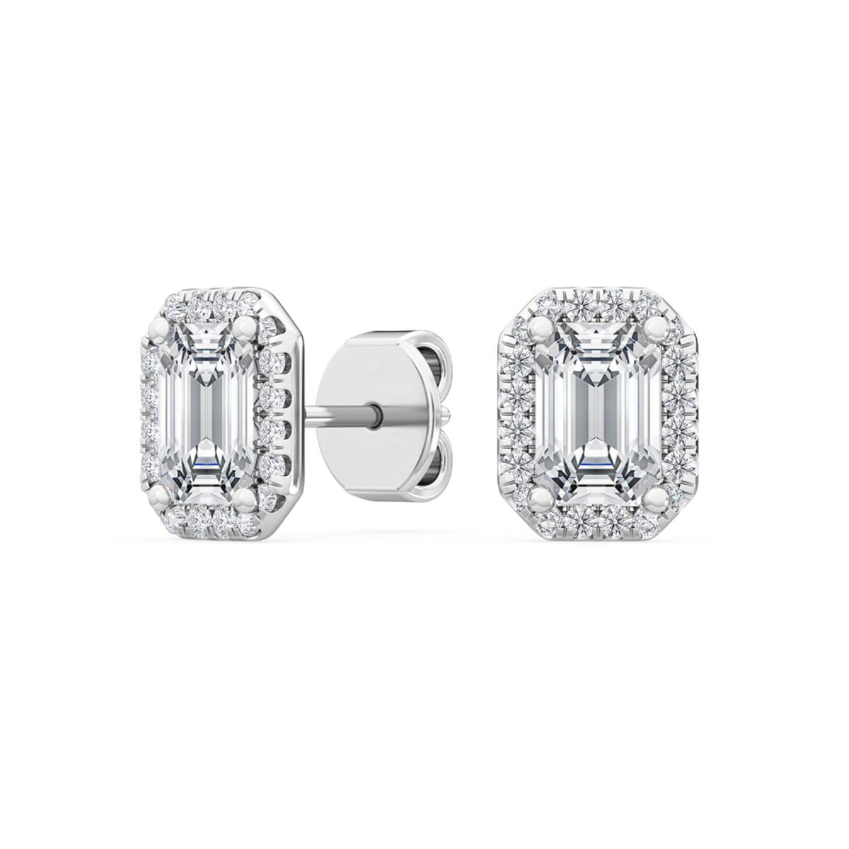 White Gold / 1.15ct Lab Grown Diamond Halo Earrings