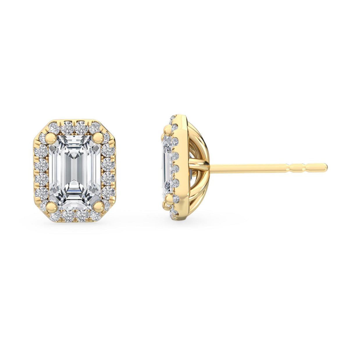 Yellow Gold / 1.15ct Lab Grown Diamond Halo Earrings