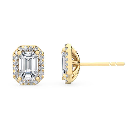 Yellow Gold / 1.15ct Lab Grown Diamond Halo Earrings