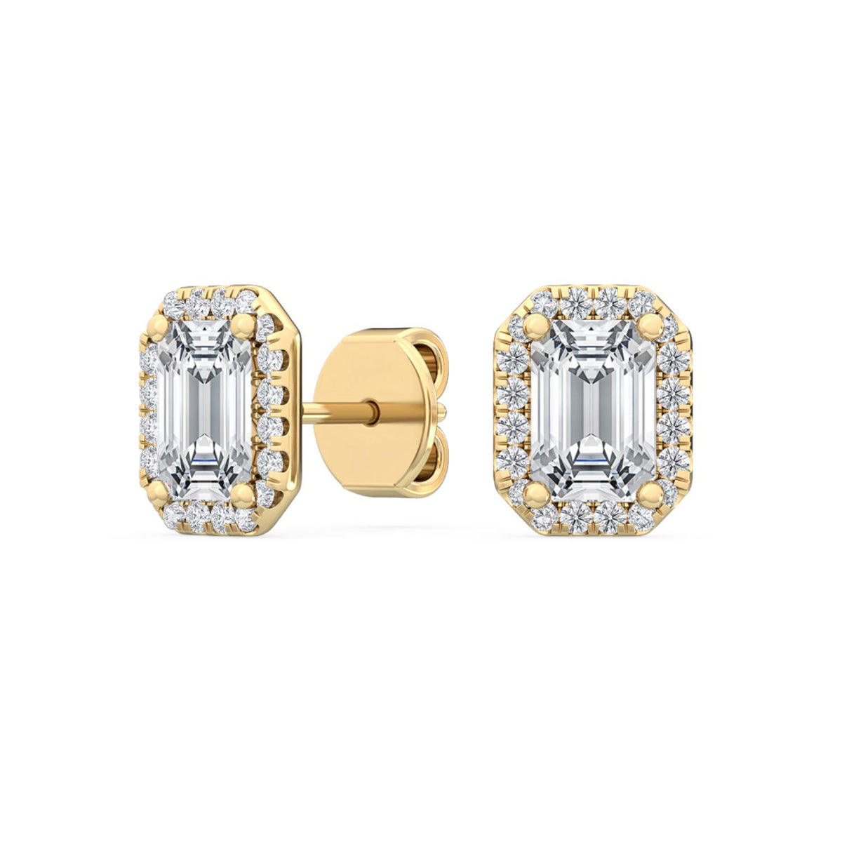 Yellow Gold / 1.15ct Lab Grown Diamond Halo Earrings