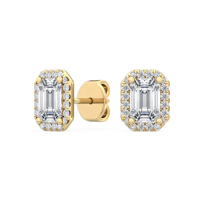 Yellow Gold / 1.15ct Lab Grown Diamond Halo Earrings