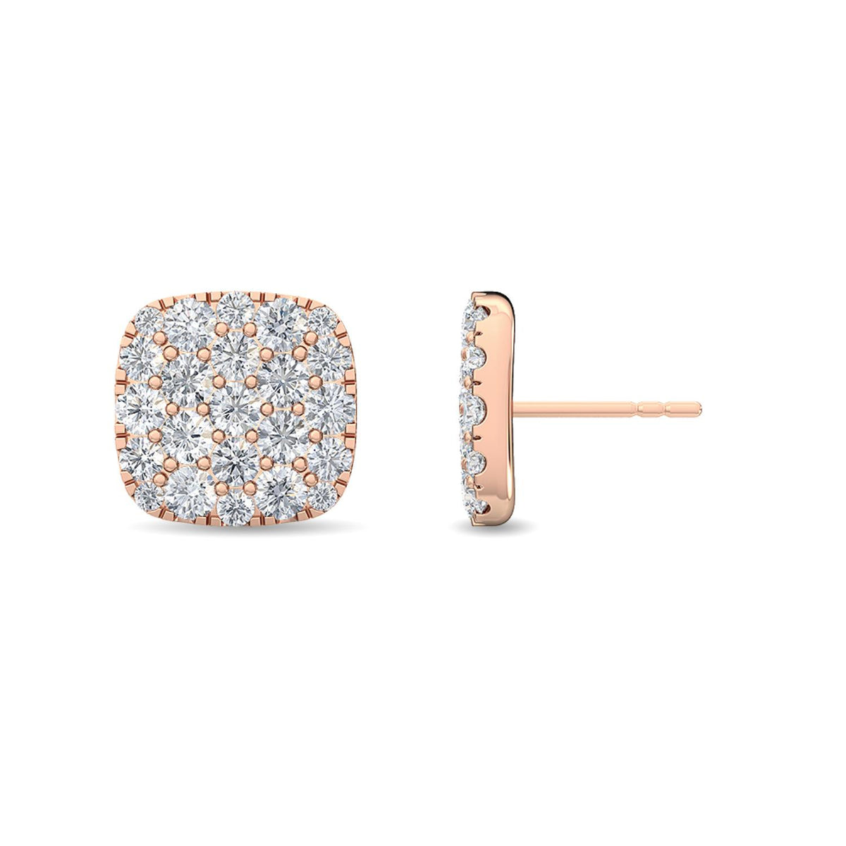 Rose Gold / 1.28ct Lab Grown Diamond Cluster Earrings