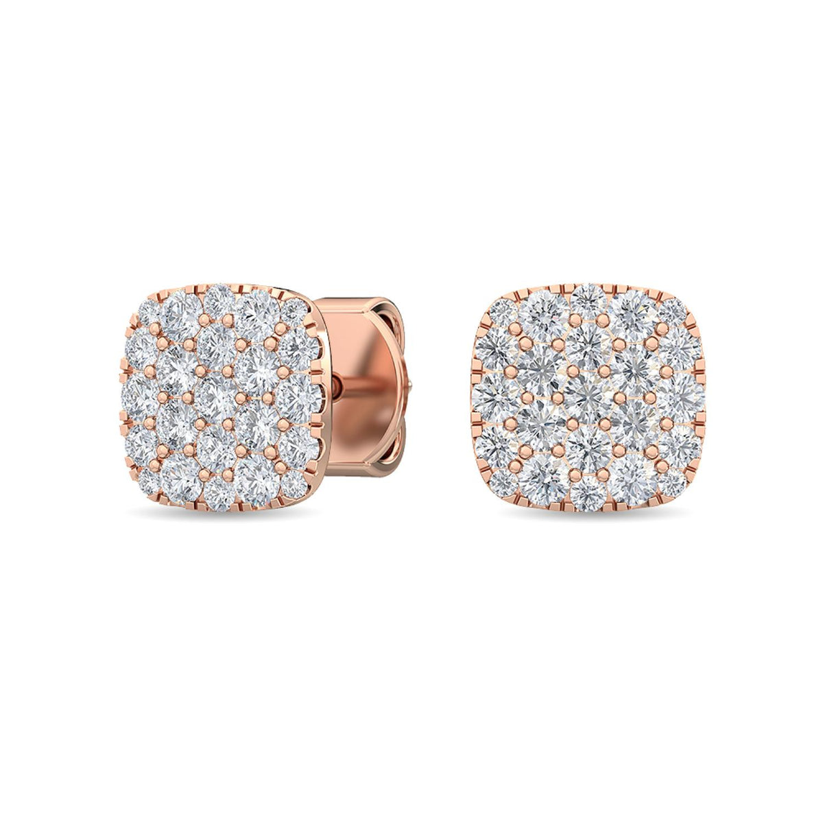 Rose Gold / 1.28ct Lab Grown Diamond Cluster Earrings