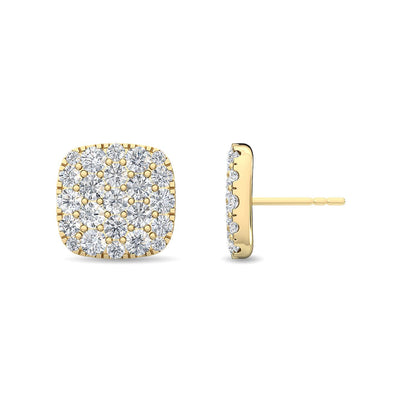 Yellow Gold / 1.28ct Lab Grown Diamond Cluster Earrings