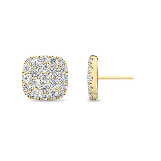 Yellow Gold / 1.28ct Lab Grown Diamond Cluster Earrings