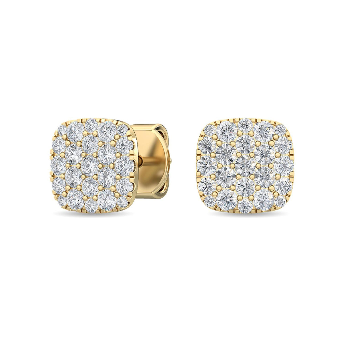 Yellow Gold / 1.28ct Lab Grown Diamond Cluster Earrings