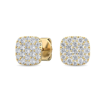 Yellow Gold / 1.28ct Lab Grown Diamond Cluster Earrings