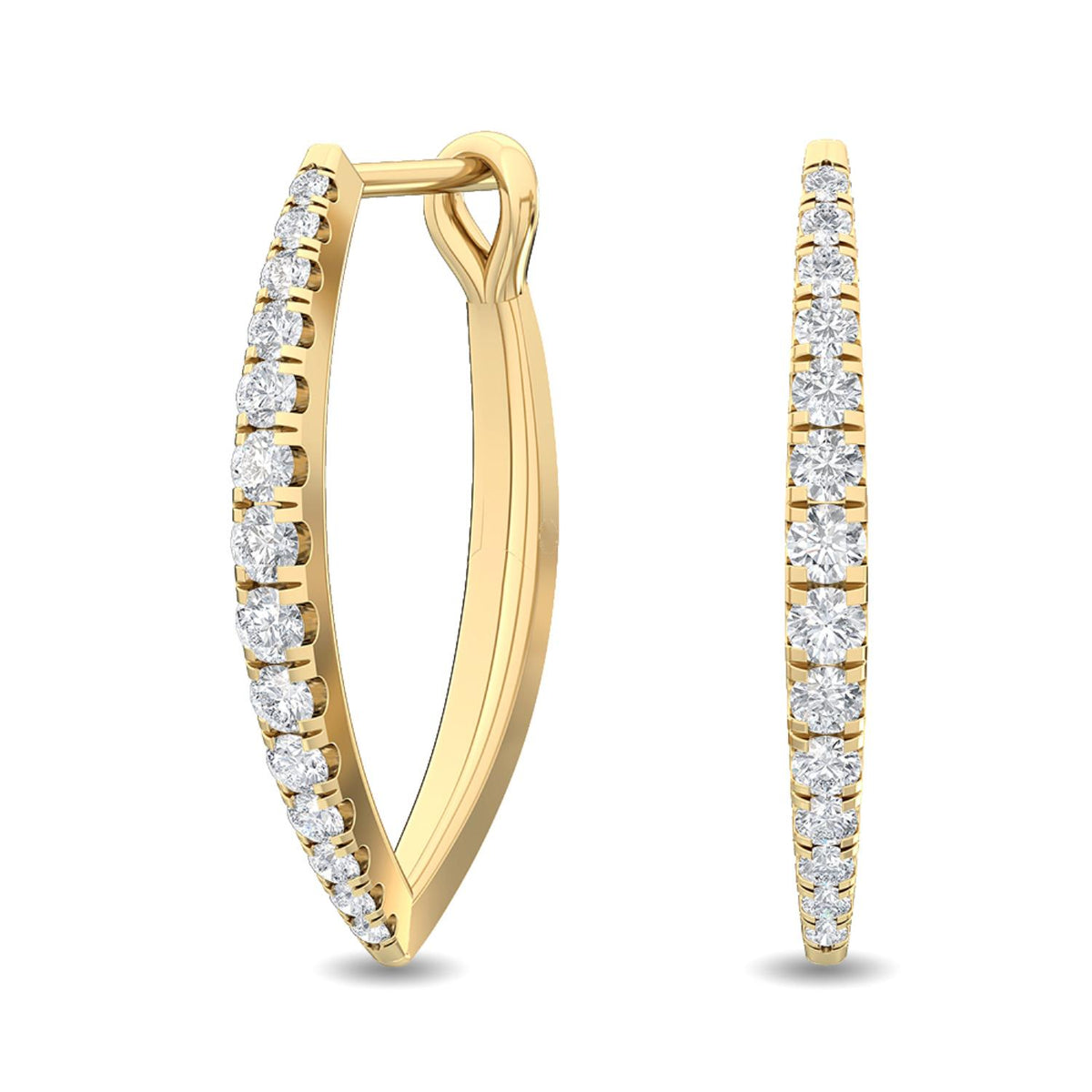 Yellow Gold / 0.80ct Lab Grown Diamond Hoop Earrings