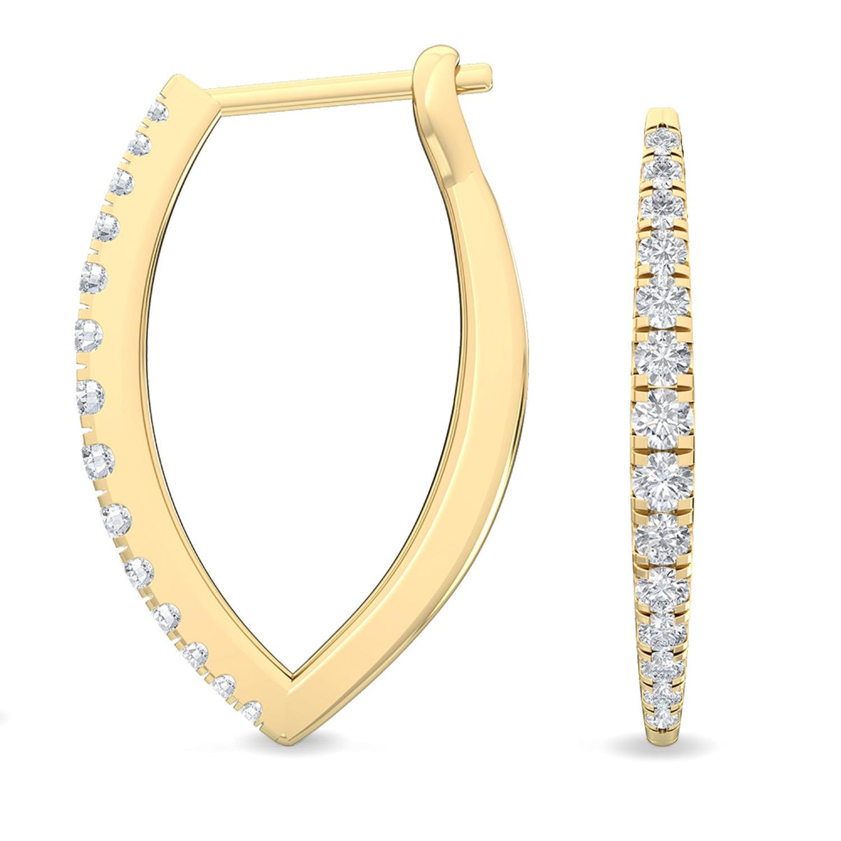 Yellow Gold / 0.80ct Lab Grown Diamond Hoop Earrings
