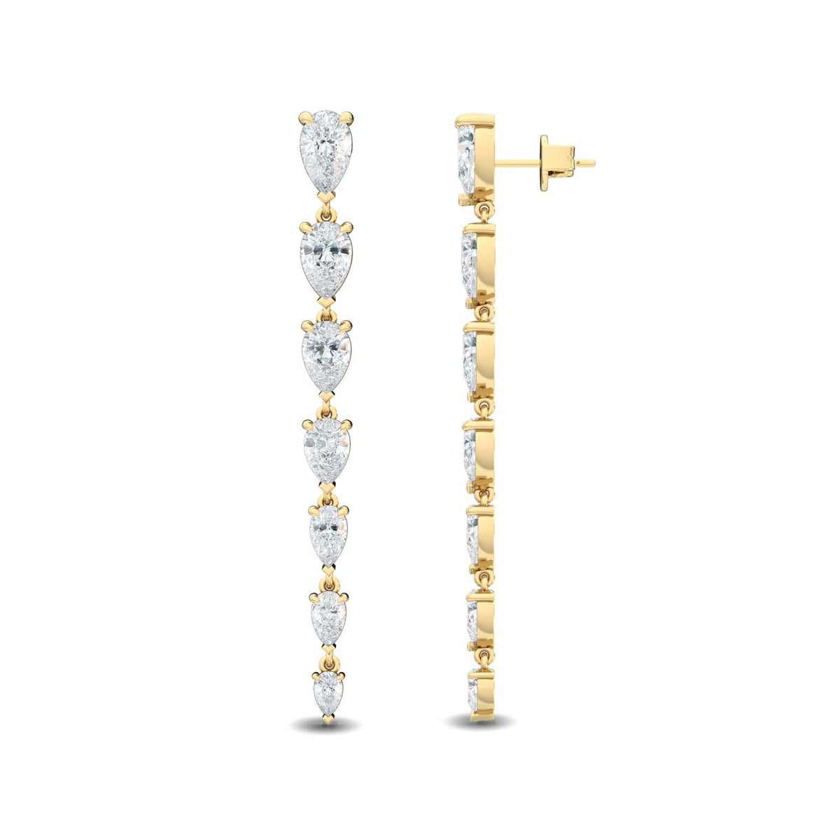 Yellow Gold / 4.70ct Lab Grown Diamond Drop Earrings