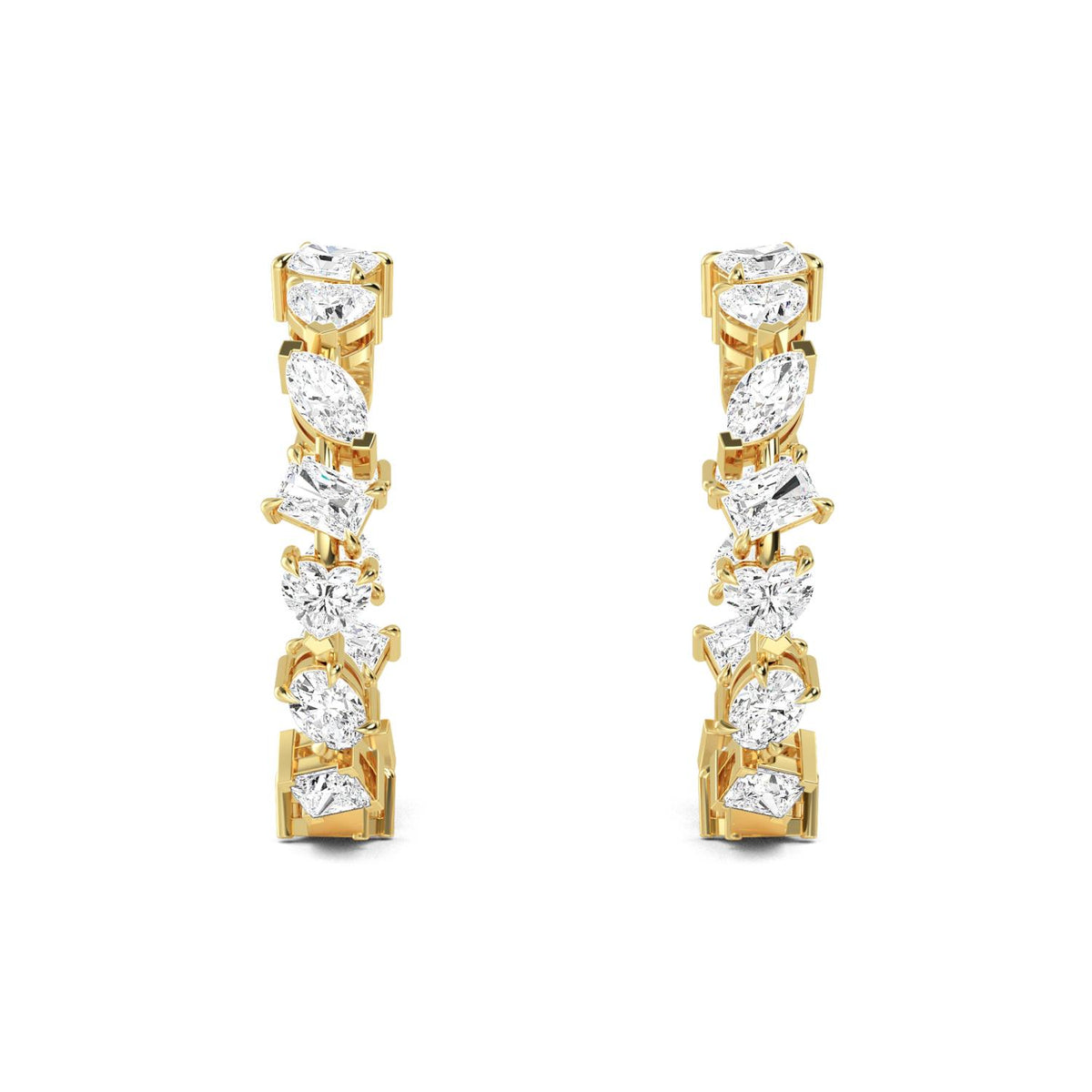 Yellow Gold / 6.36ct Lab Grown Diamond Hoop Earrings