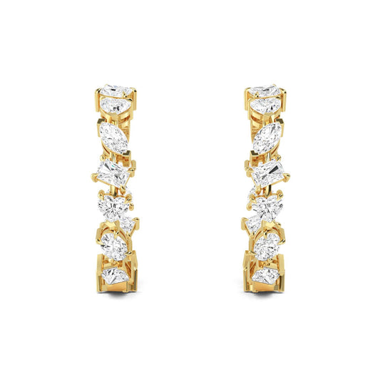 Yellow Gold / 6.36ct Lab Grown Diamond Hoop Earrings