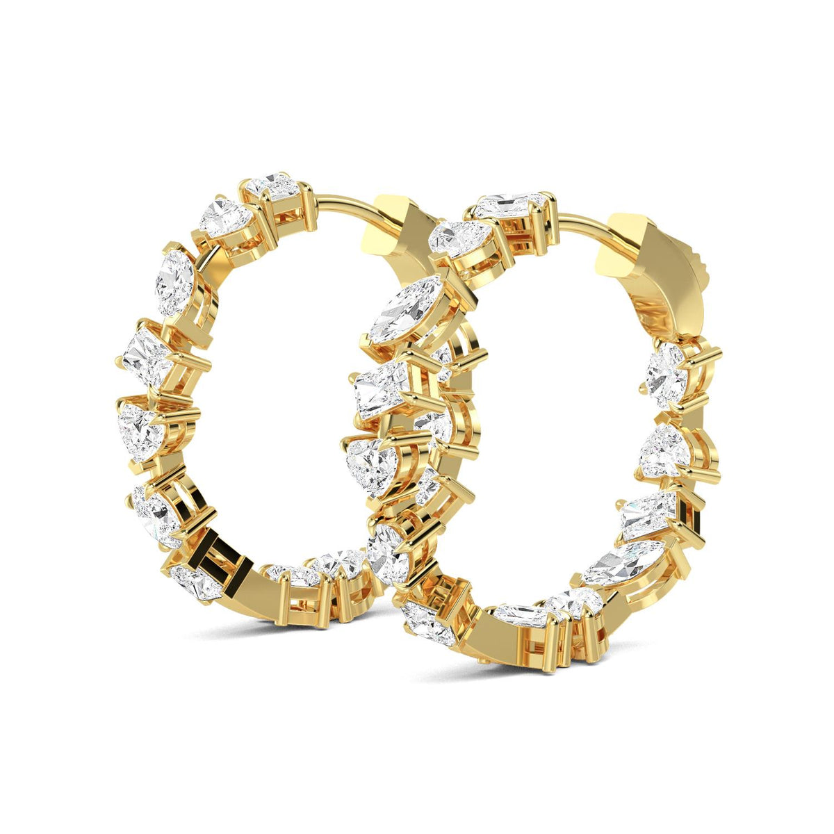 Yellow Gold / 6.36ct Lab Grown Diamond Hoop Earrings