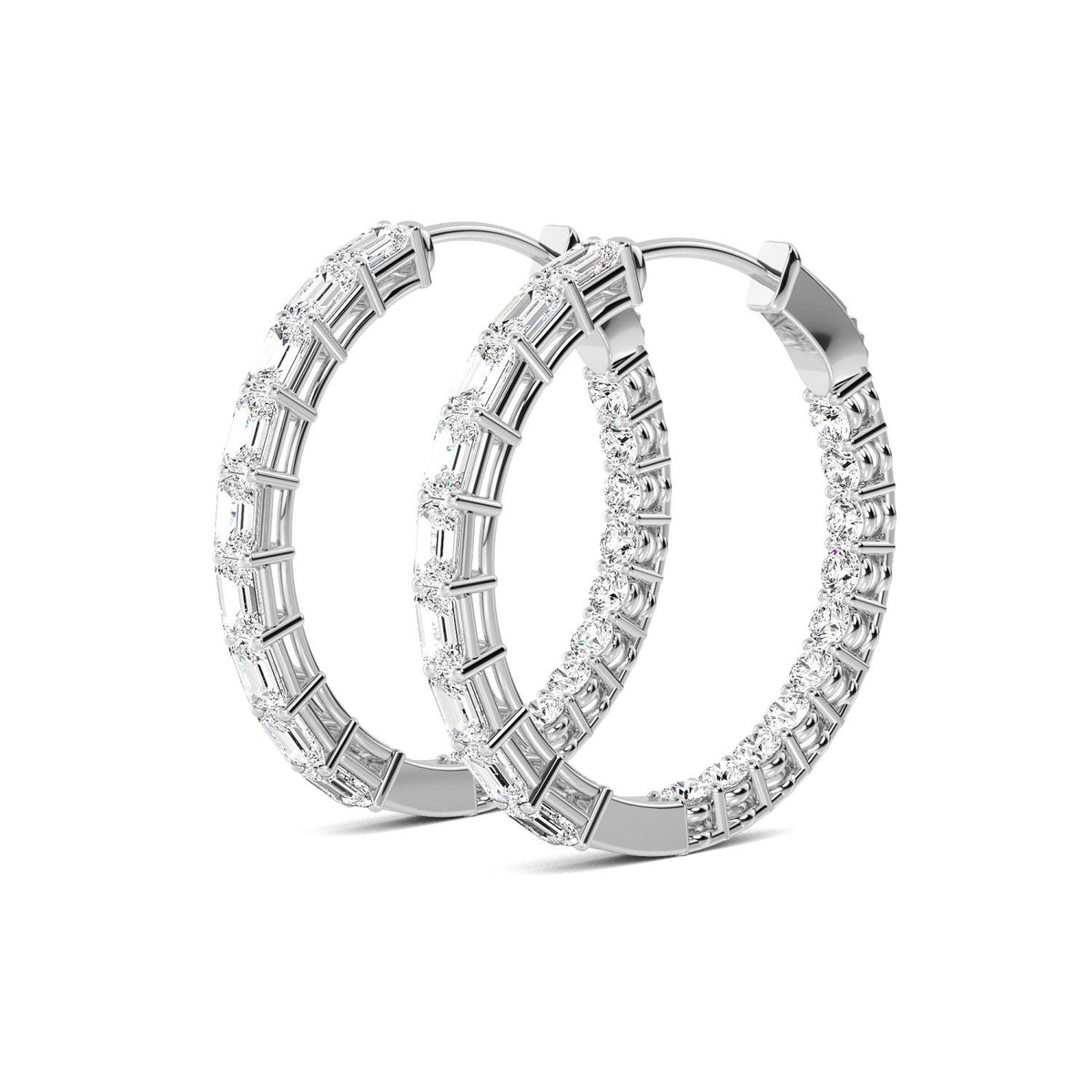 White Gold / 4.17ct Lab Grown Diamond Hoop Earrings