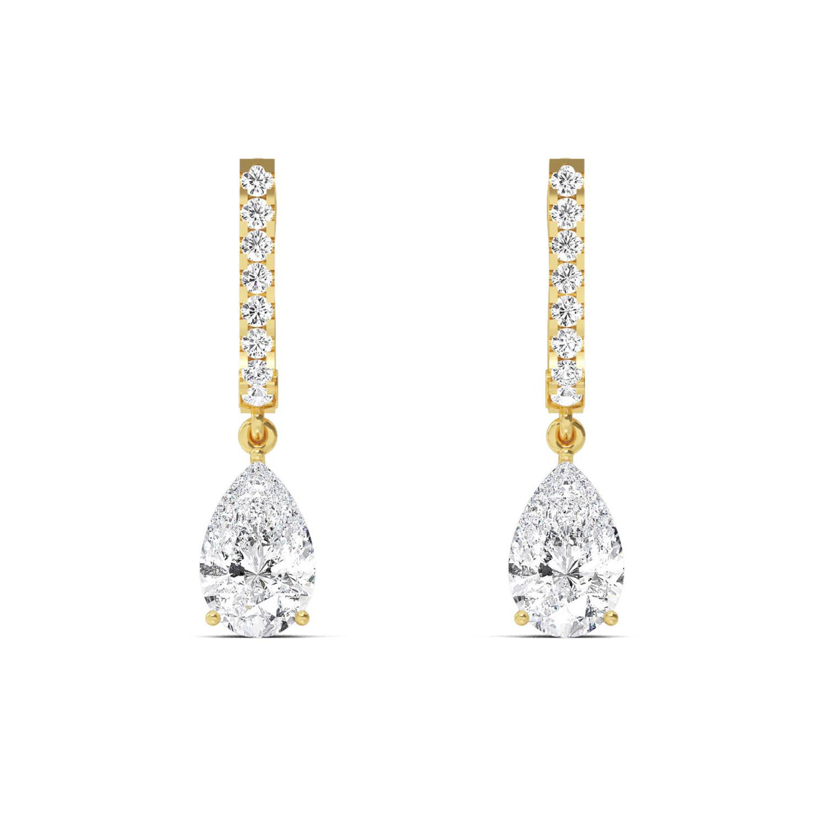 Yellow Gold / 4.44ct Lab Grown Diamond Drop Earrings