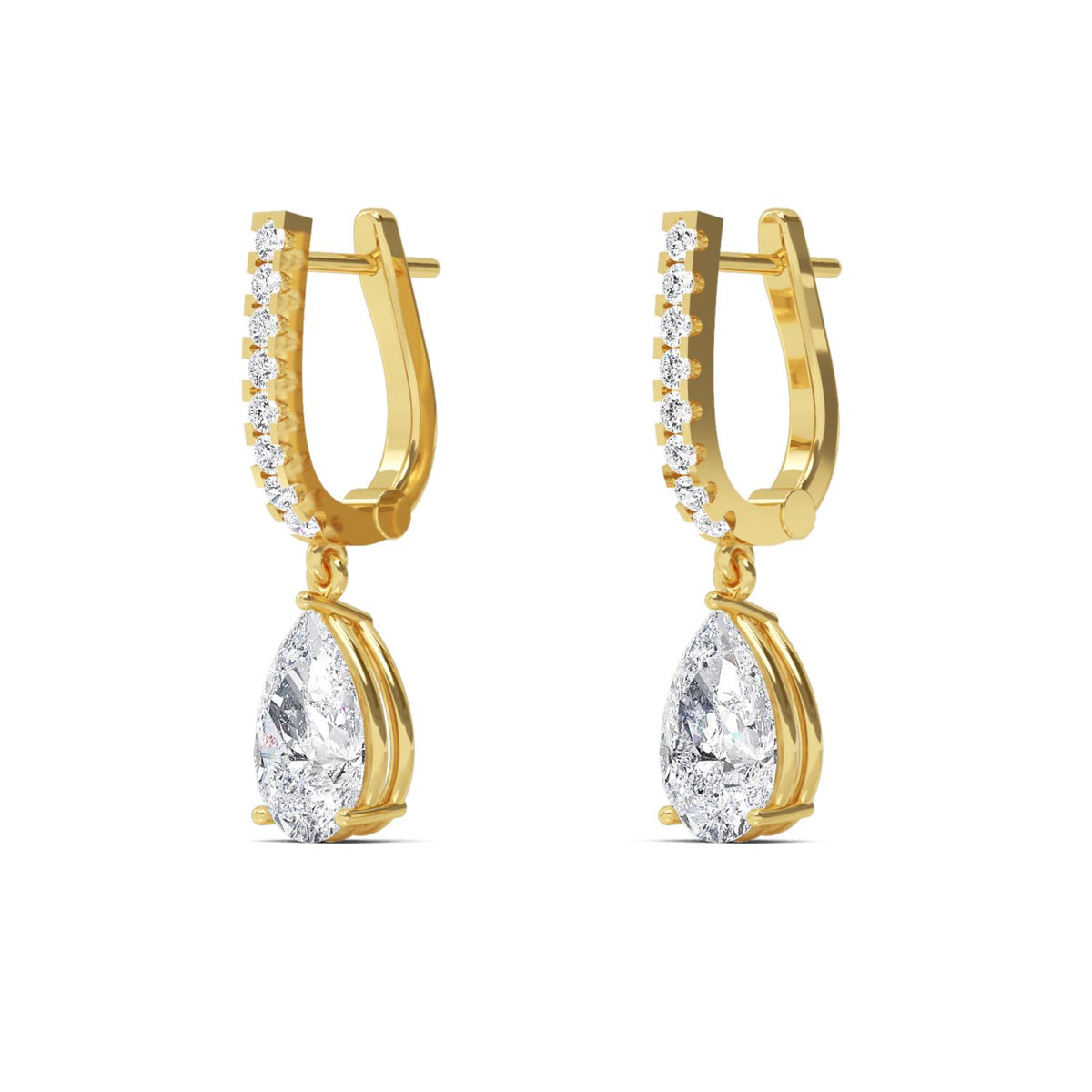Yellow Gold / 4.44ct Lab Grown Diamond Drop Earrings