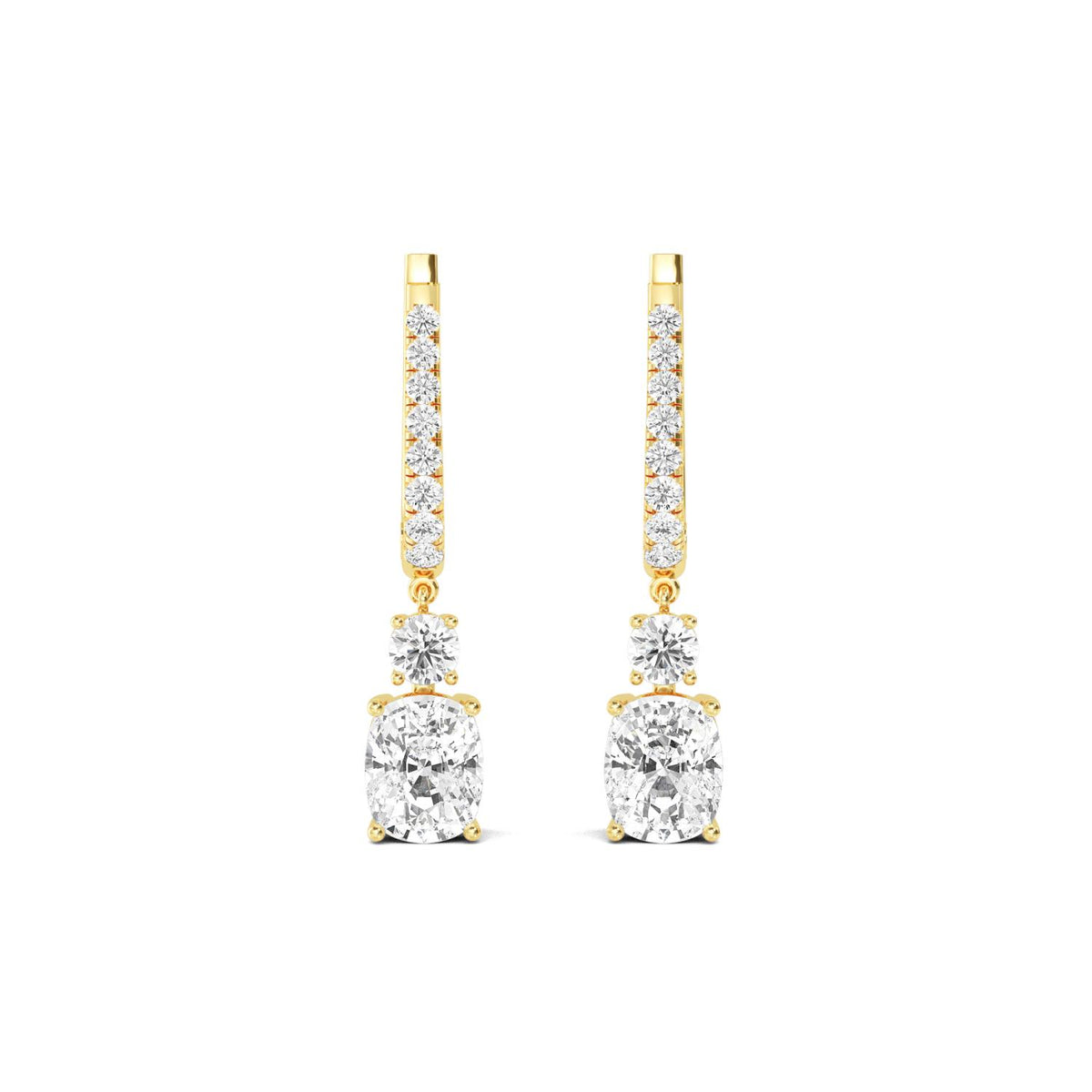 Yellow Gold / 5.09ct Lab Grown Diamond Drop Earrings